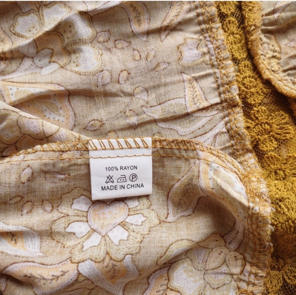 Jaase Boho Tiered Golden Yellow Tiered Mini Dress | NWT| Size Medium - Picture 11 of 11